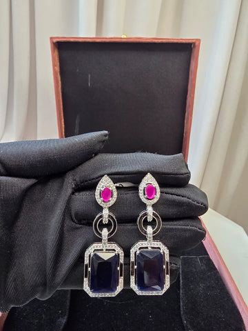 Sapphire Geometric Drop Earrings
