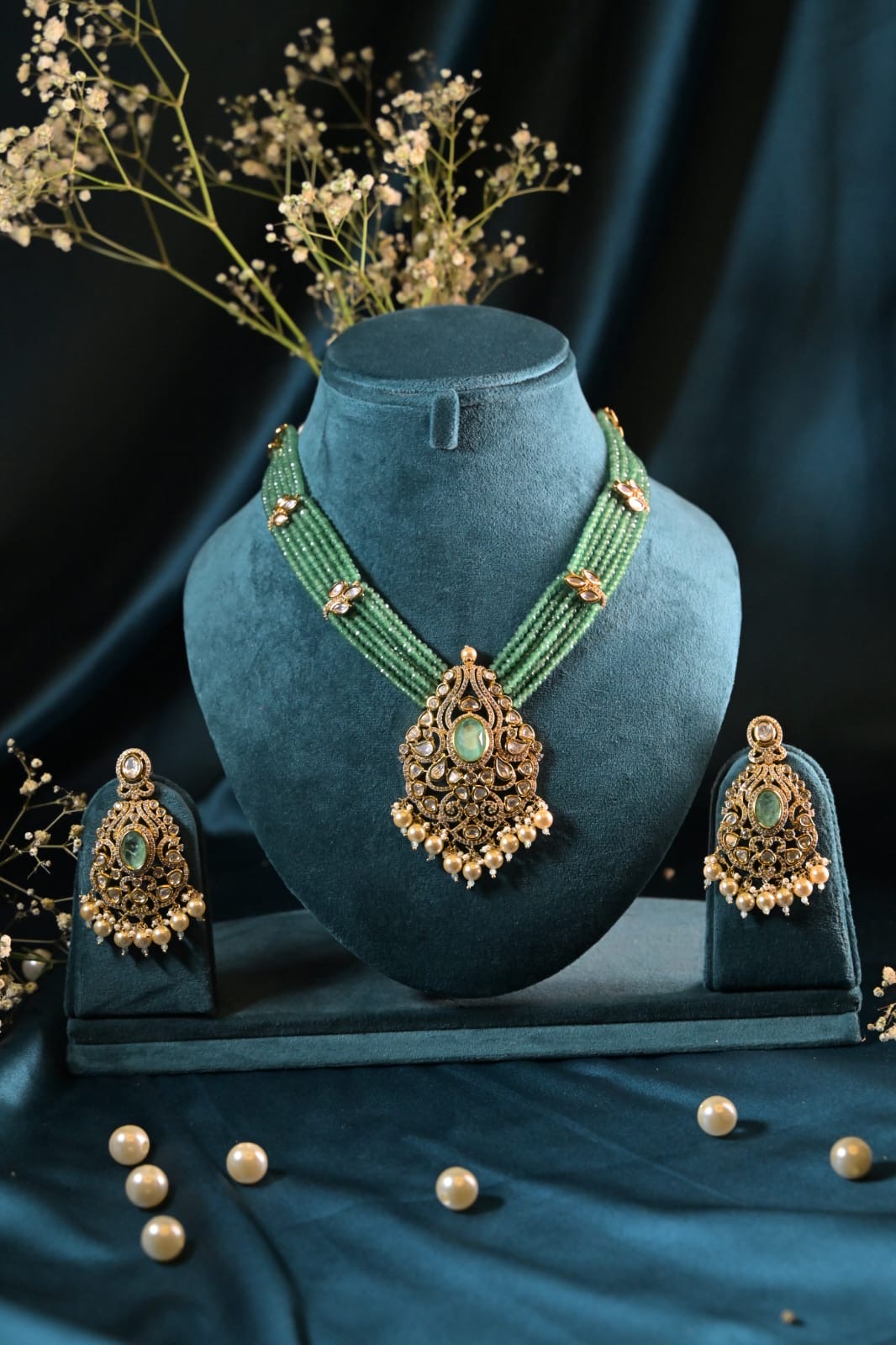 Meher Mint Polki Necklace Set