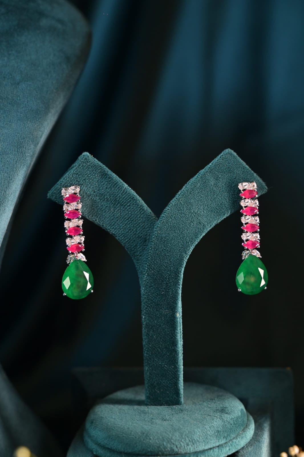 Ruby & Emerald Duo Layered Necklace Set