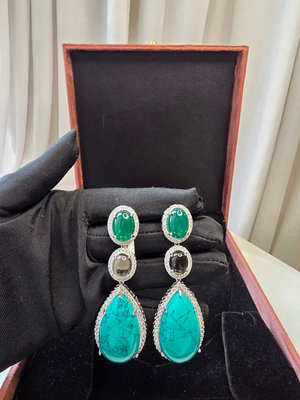 Azure Cascade Gem Earrings