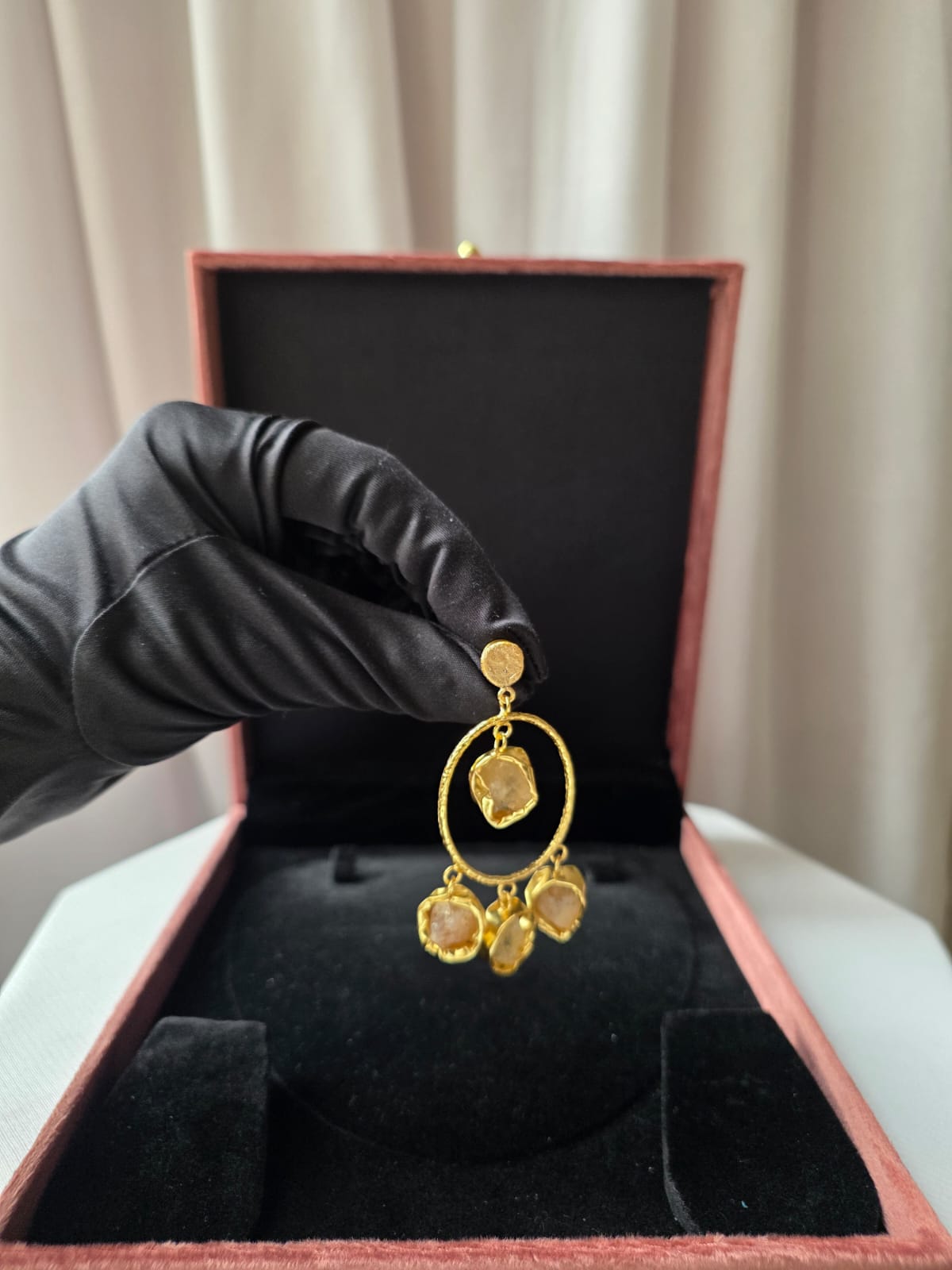 Celestia Oval Charm Earrings Yellow