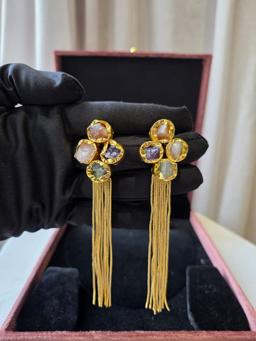 Aurora Gemstone Tassel Mini Earrings