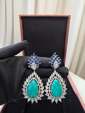Turquoise Halo Statement Earrings