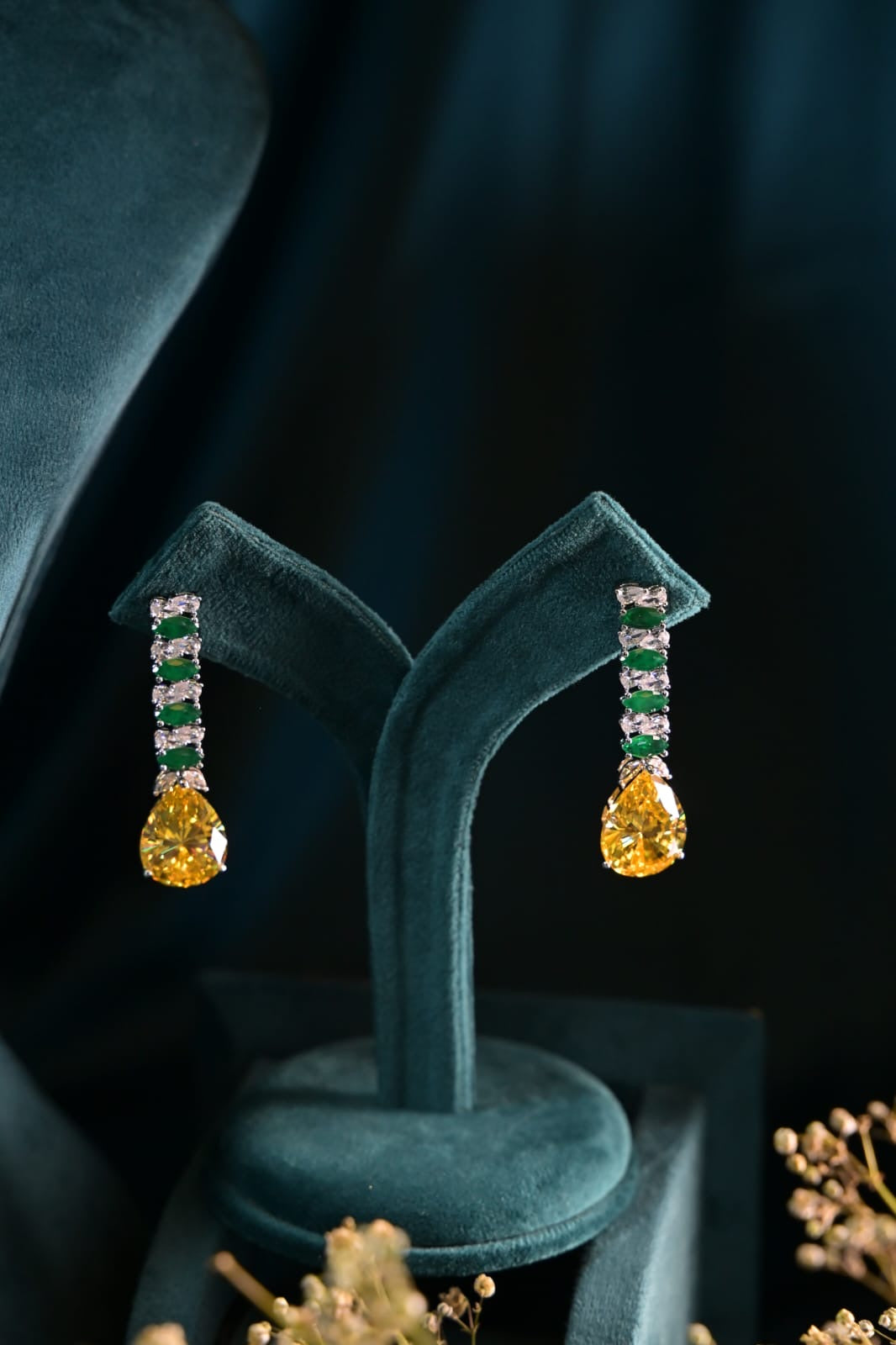 Citrine & Emerald Duo Layered Necklace Set