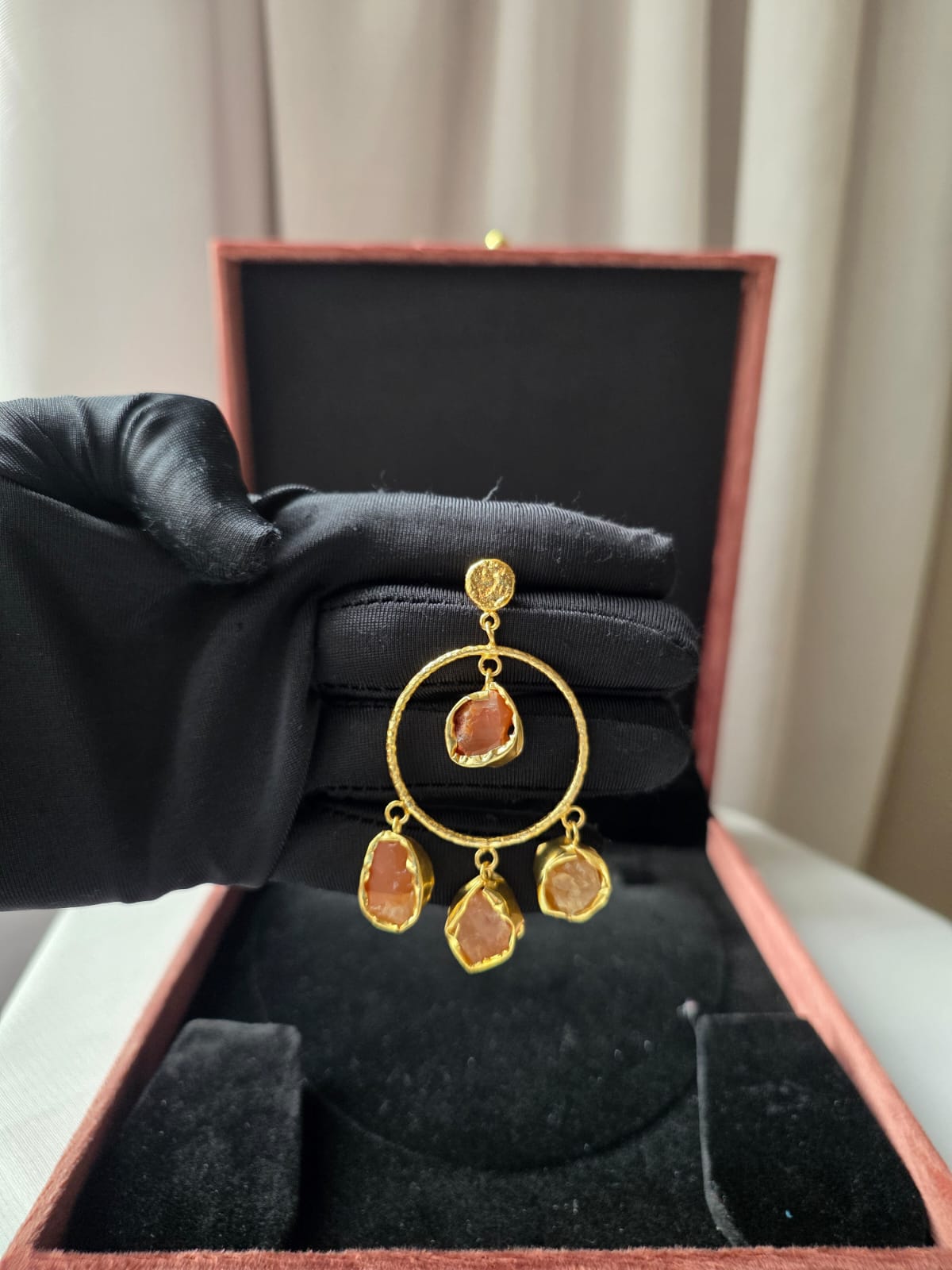 Celestia Halo Gem Earrings – Amber