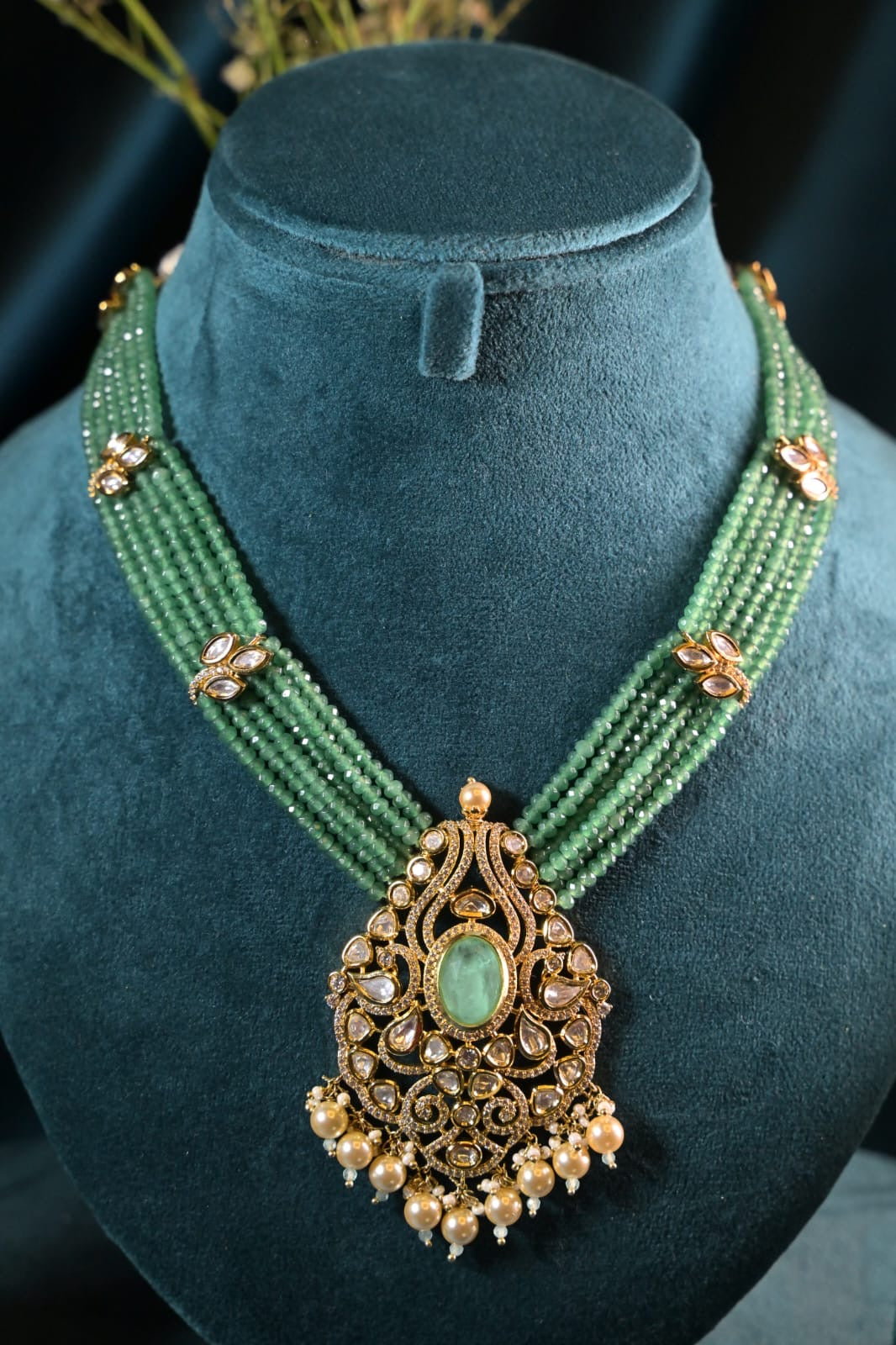 Meher Mint Polki Necklace Set
