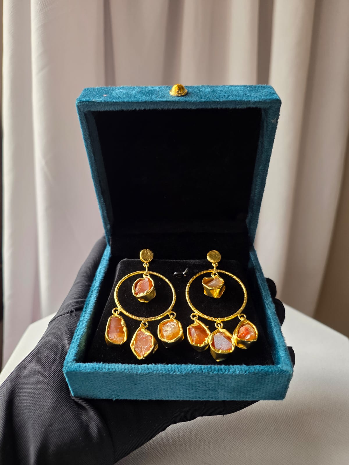 Celestia Halo Gem Earrings – Amber