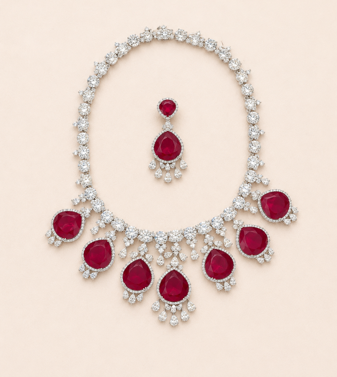 Ruby Royale Statement Necklace Set