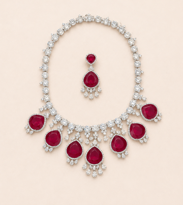 Ruby Royale Statement Necklace Set