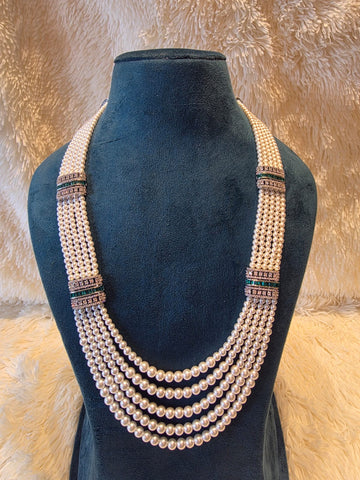 Pearl Cascade Green Necklace Set
