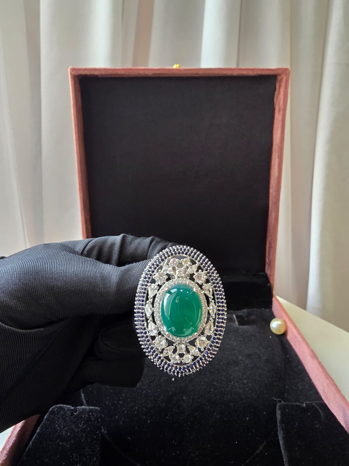 Emerald Halo Statement Stud Earrings
