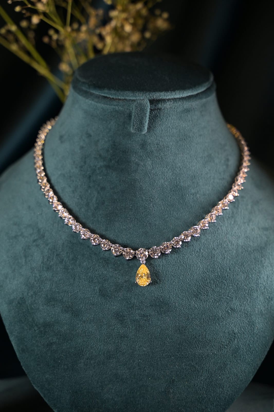 Aurelia Citrine Drop Solitaire Necklace Set