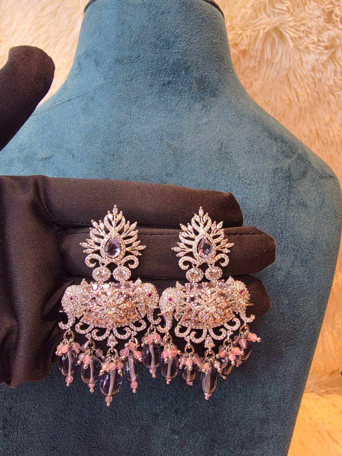 Royal Elephant Beaded Heritage Pink Necklace