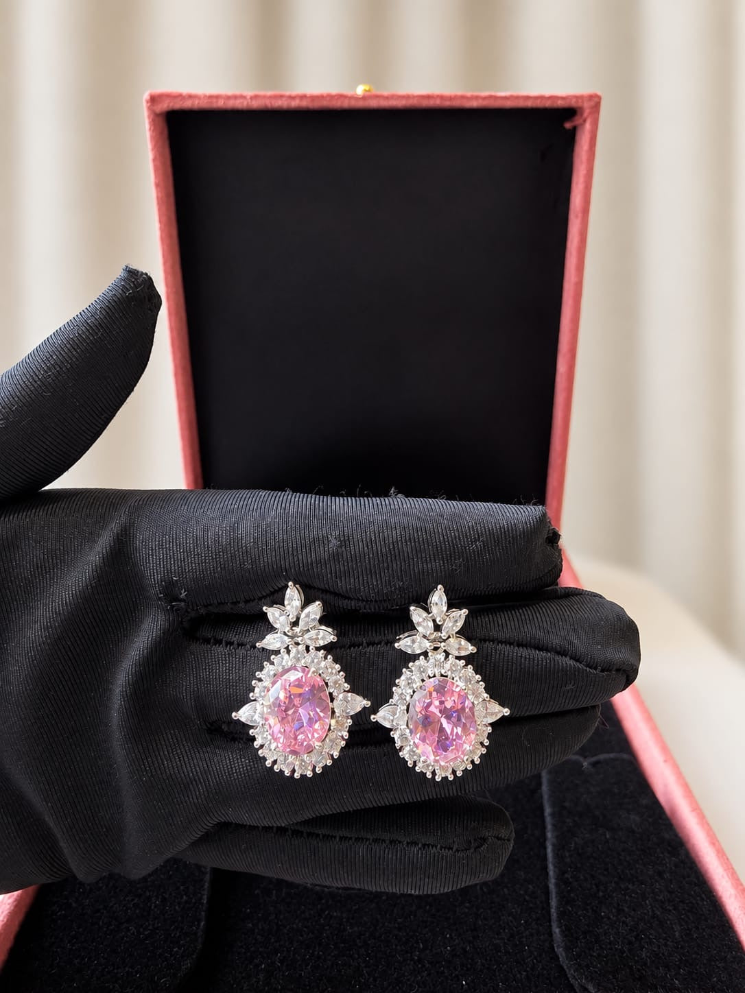 Crystal Pink Bloom Earrings