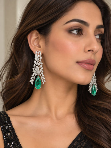 Emerald Cascade Statement Earrings