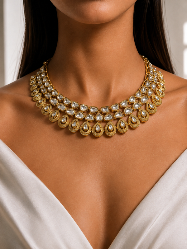 Layer Polki Drop Necklace