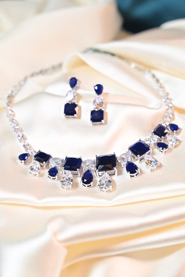 Sapphire Blue Cascade Necklace Set