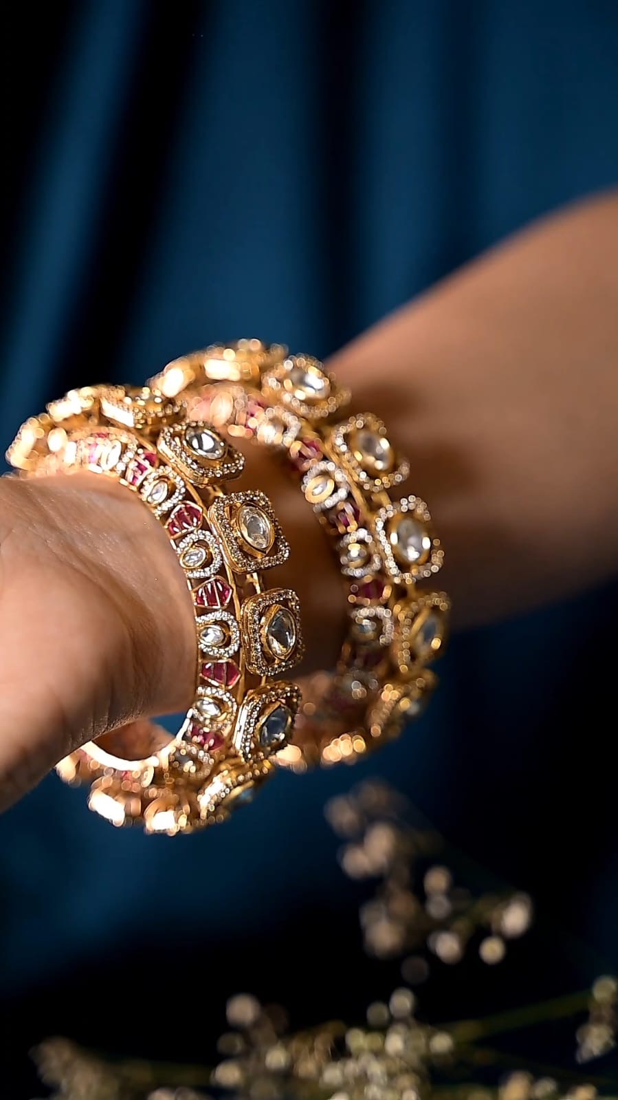 Maharani parcheli Polki Ruby Bangle