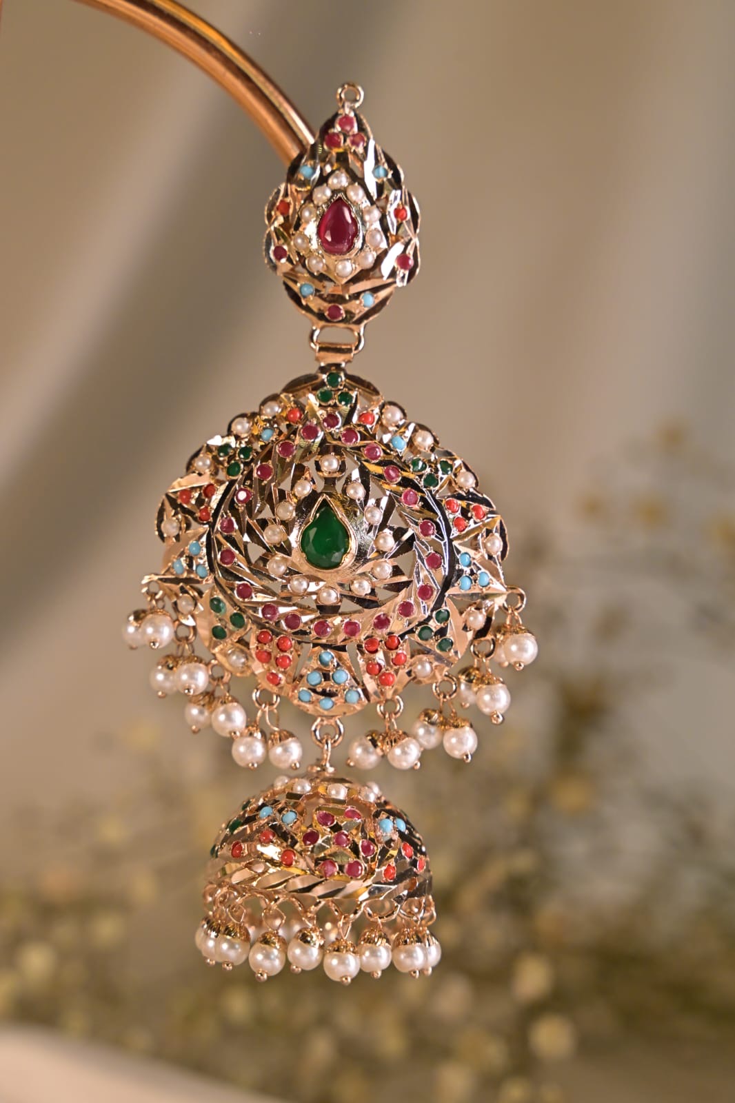 Multicolour Jhumka jadau earring