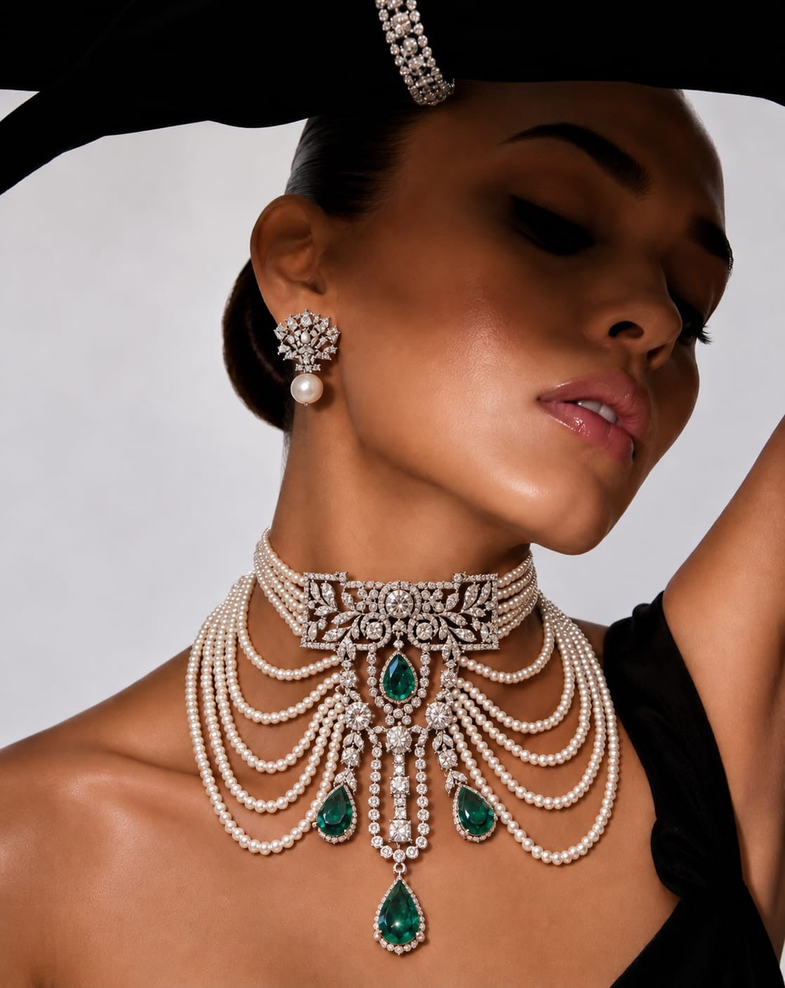 Emerald Pearl Royale Choker Set