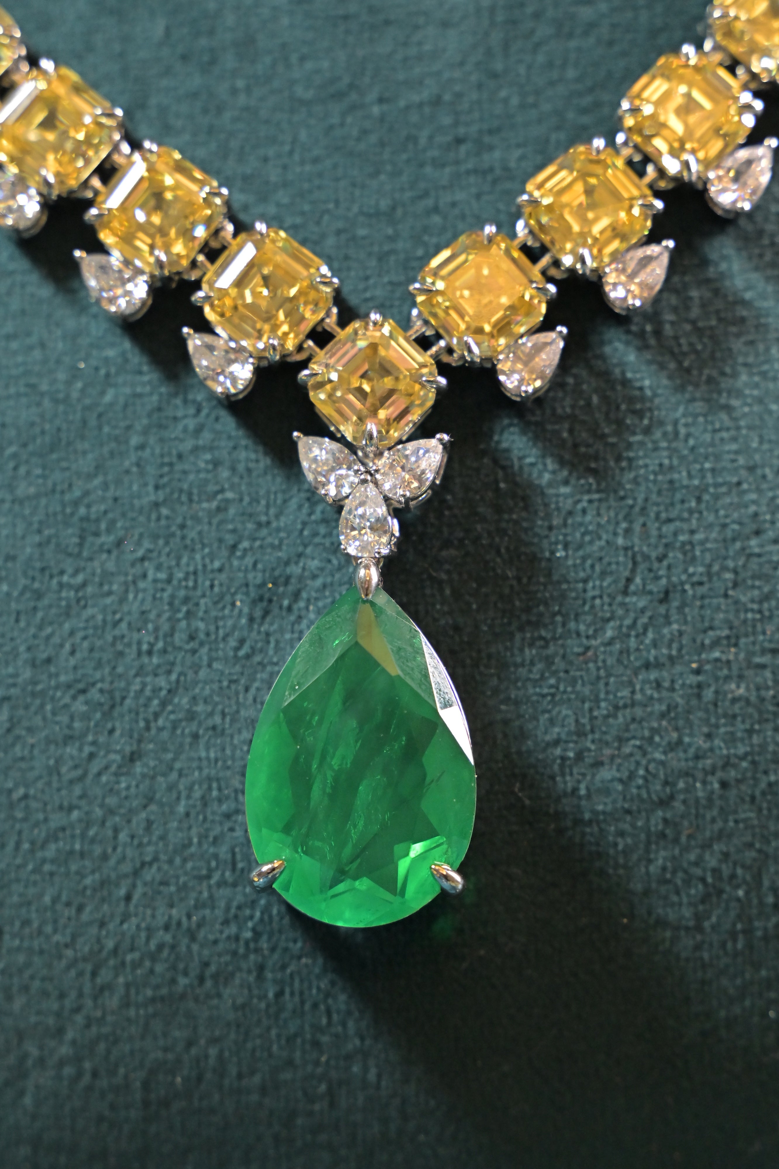Citrine Drop Tennis Statement Necklace Set
