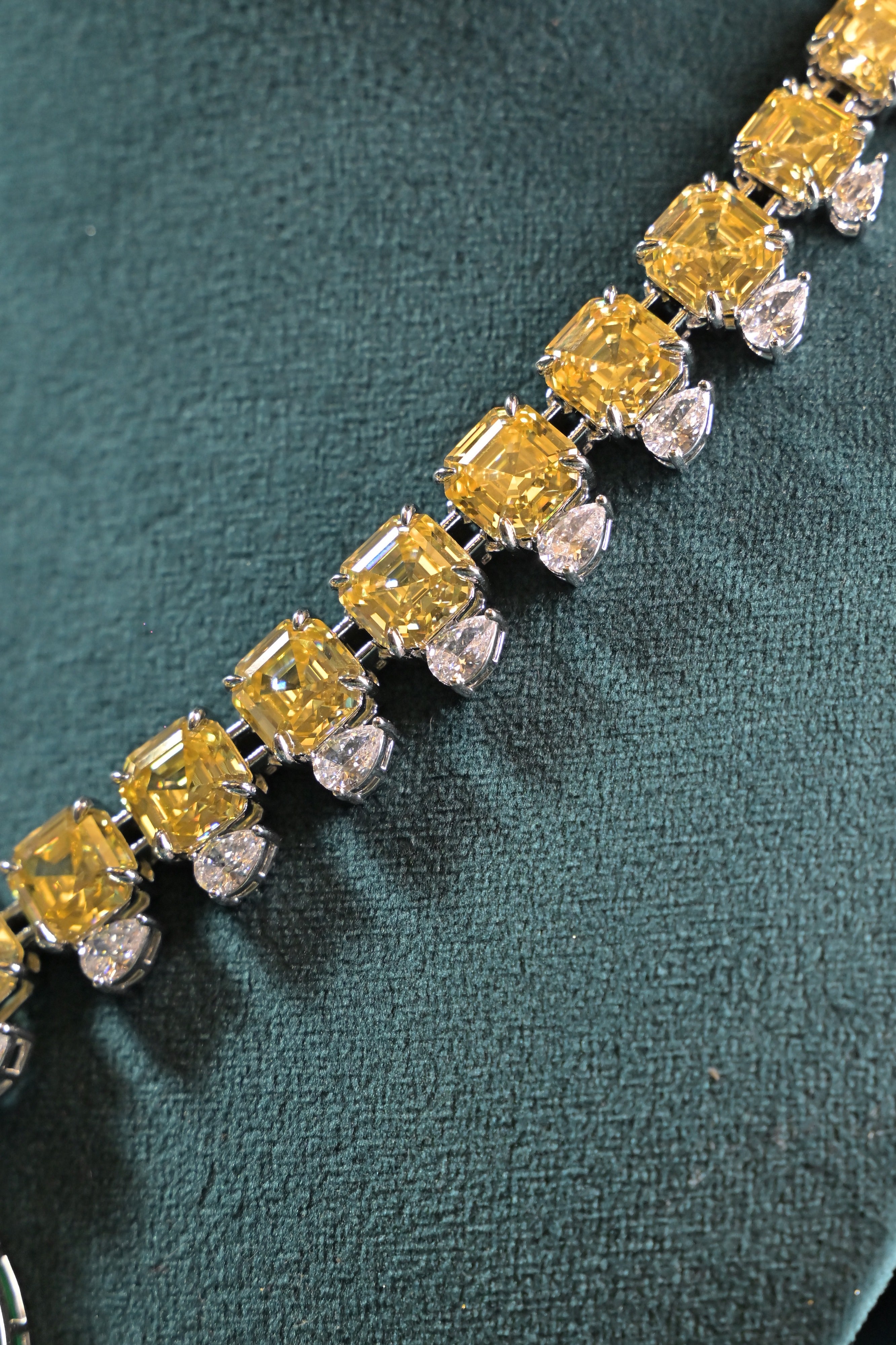 Citrine Drop Tennis Statement Necklace Set