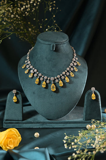 Citrine Blossom Drop Necklace Set