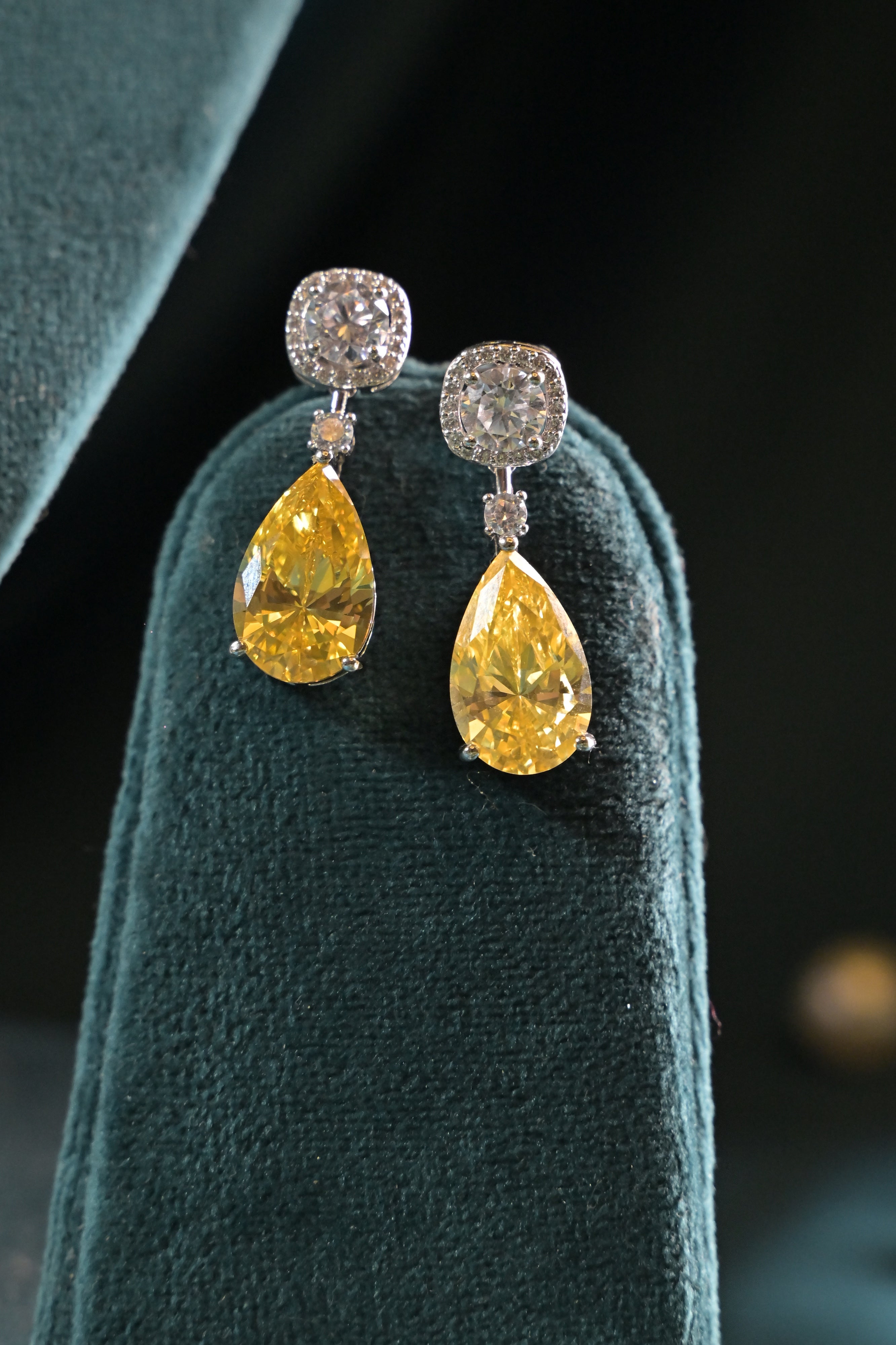 Citrine Blossom Drop Necklace Set