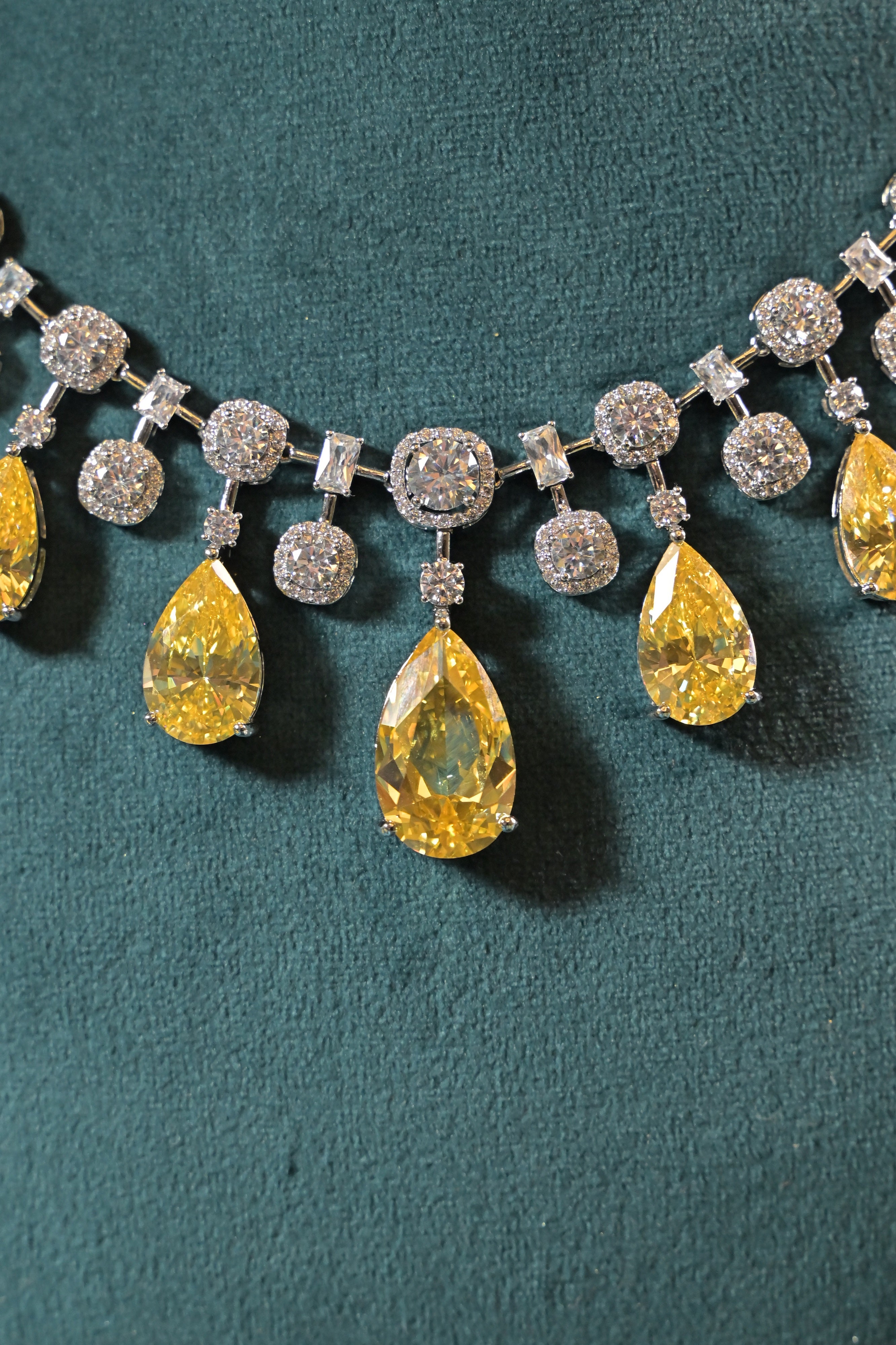 Citrine Blossom Drop Necklace Set