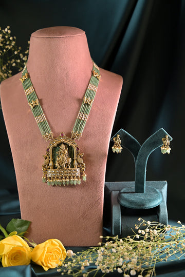 Temple Radha Krishna Ji Pendant Necklace Set