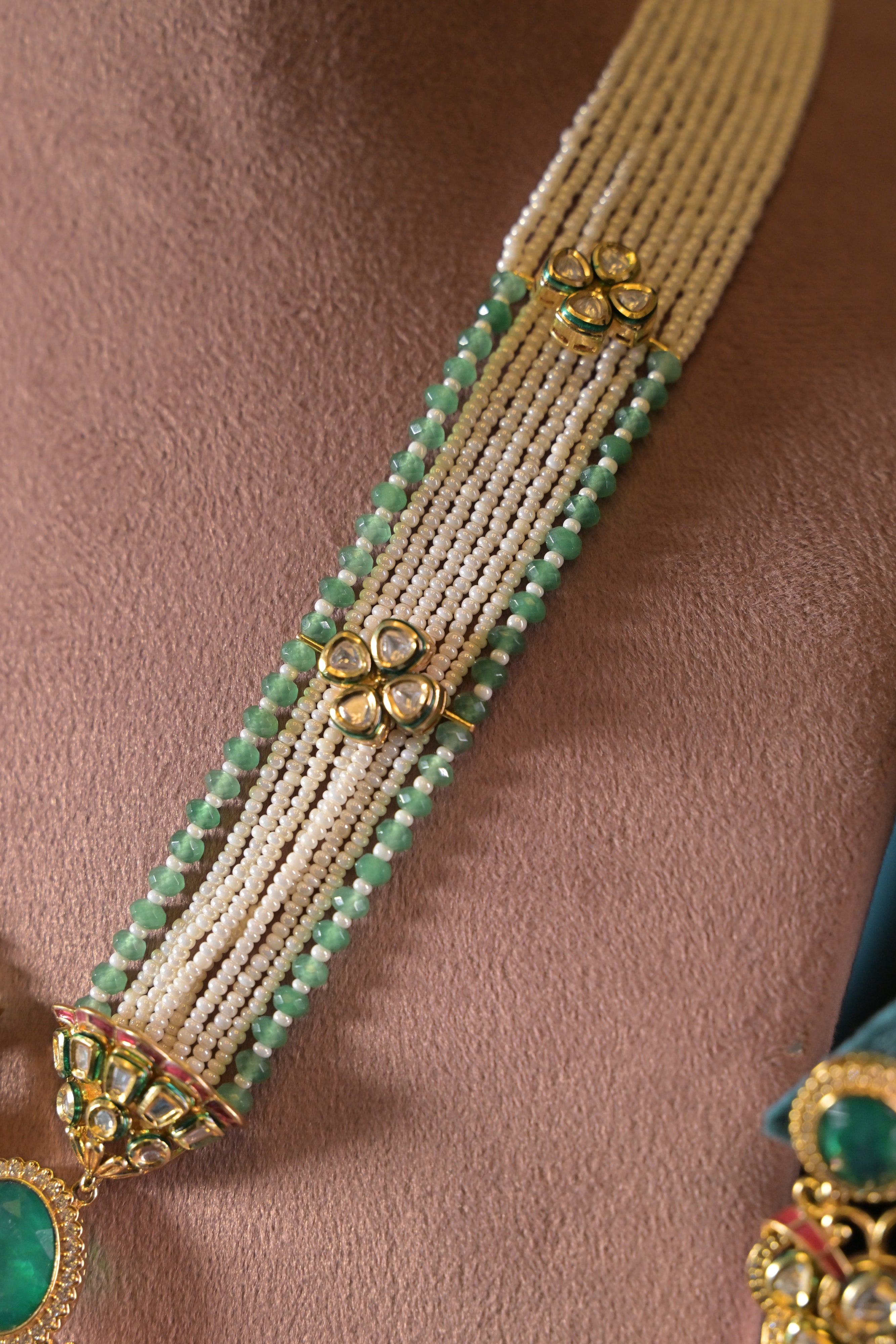Majestic Beaded Long Heritage Kundan Necklace Set