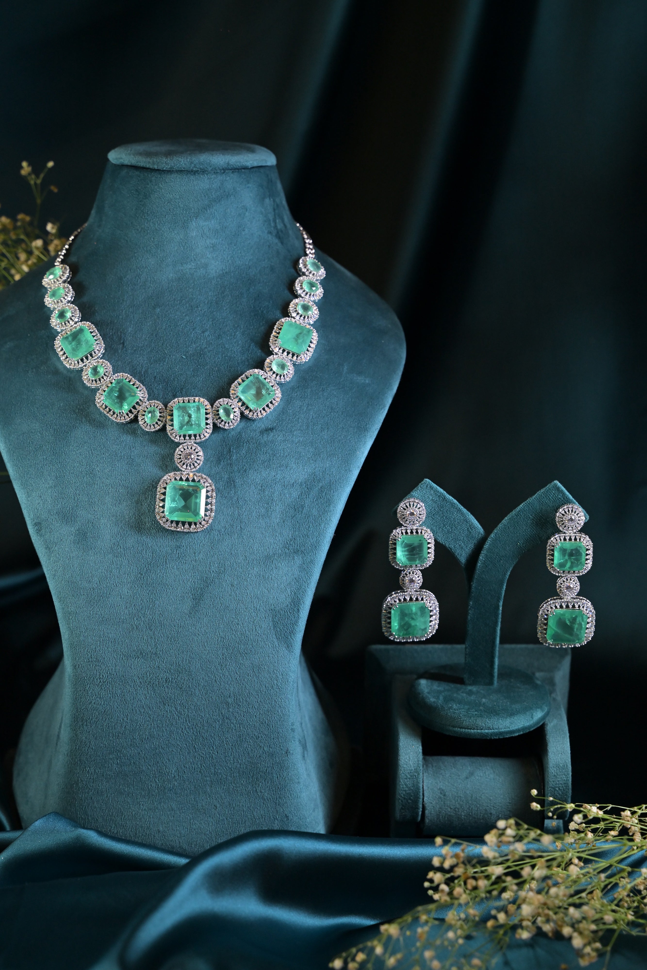 Azure Radiance Statement Necklace Set