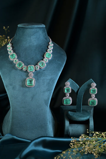Azure Radiance Statement Necklace Set