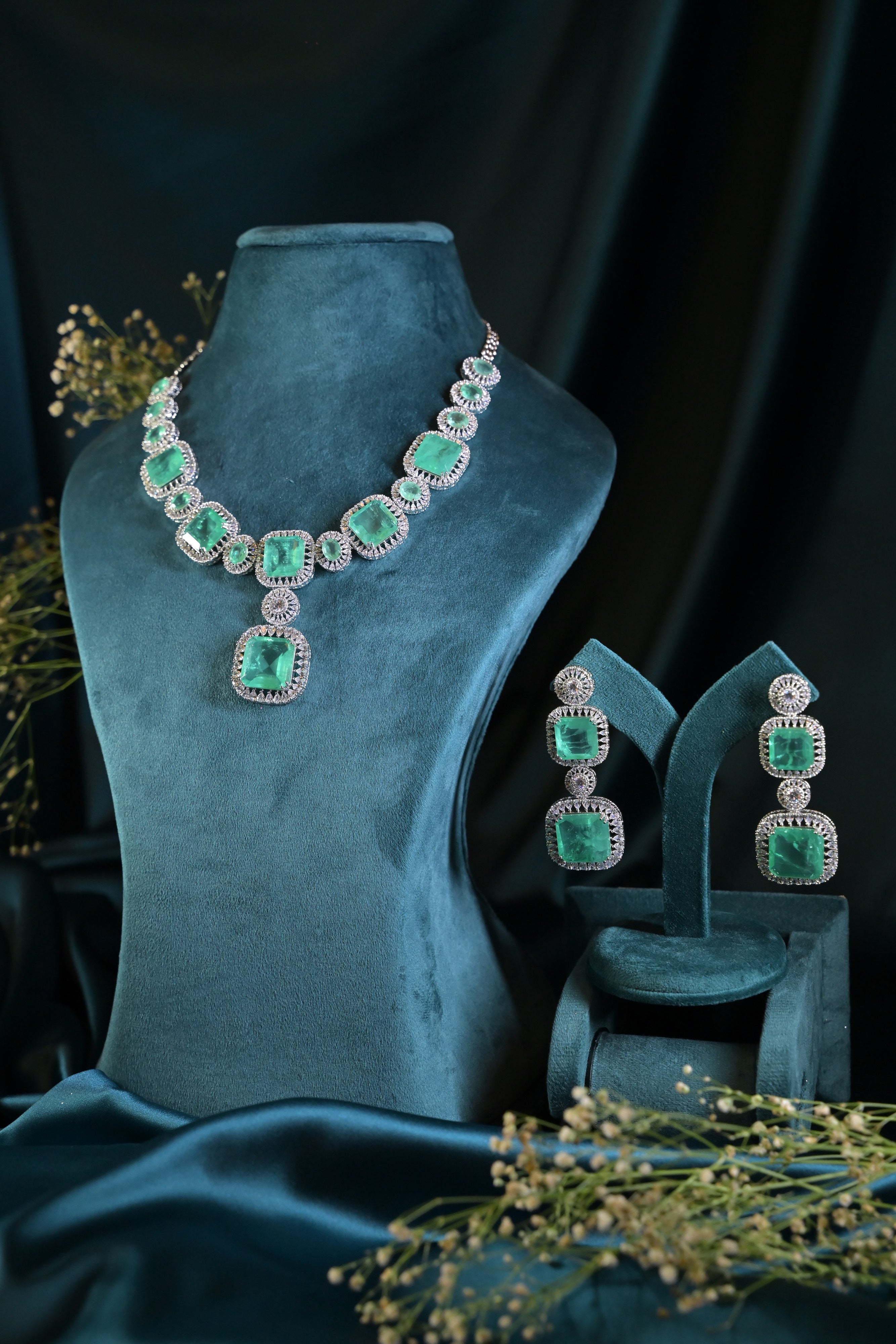 Azure Radiance Statement Necklace Set