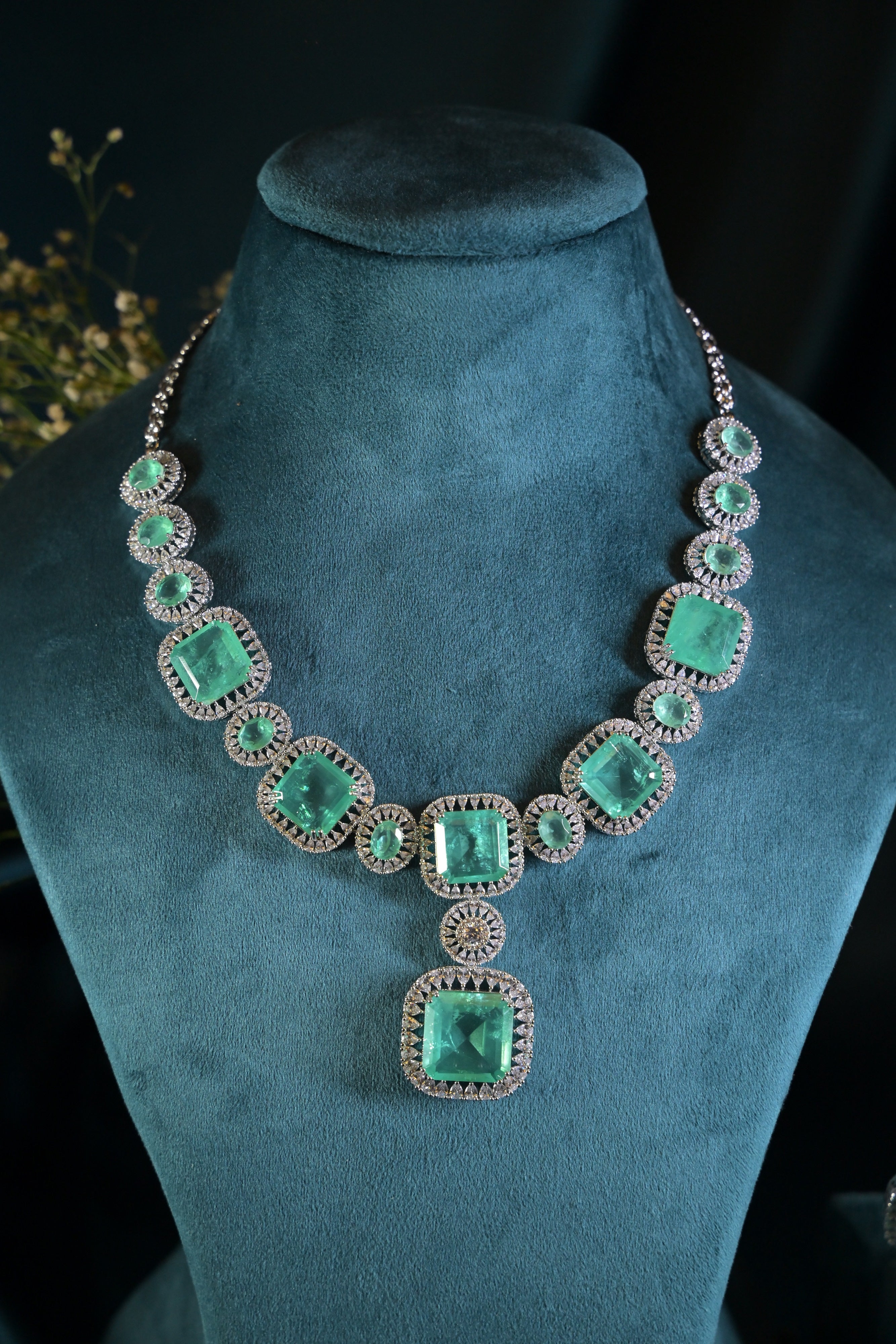 Azure Radiance Statement Necklace Set