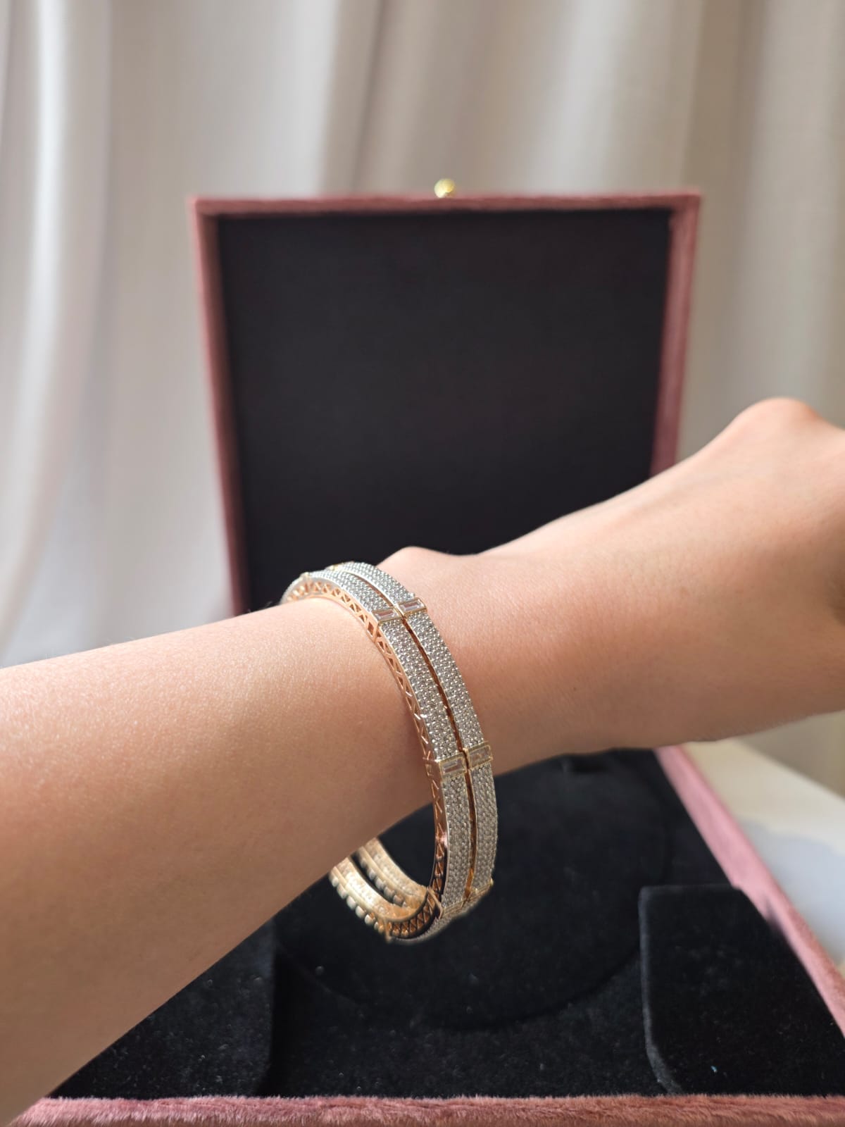 Elara Dual Sparkle diamond Bangle Pair