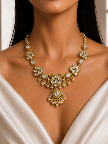 Noor Jharokha Kundan Pearl Necklace
