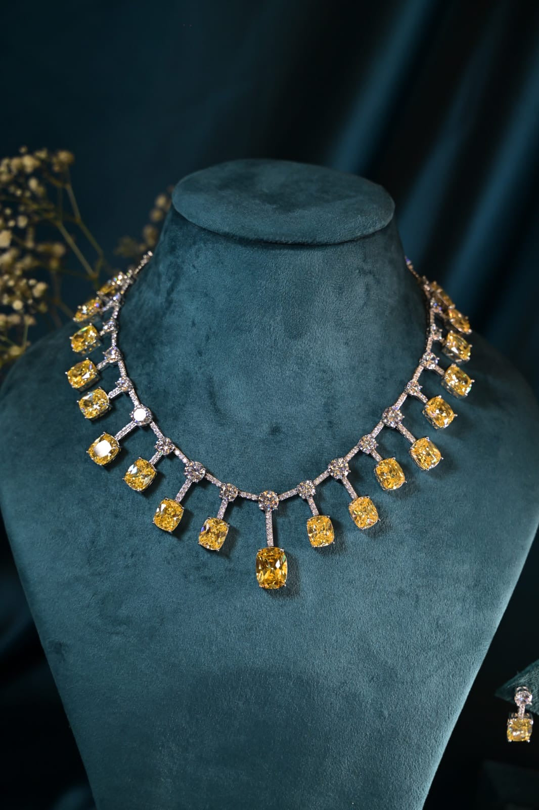 Citrine Crystal Statement Necklace Set