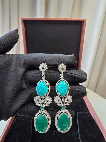 Turquoise & Emerald Luxe Statement Earrings