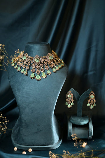 Noor Mahal Mint Drop Choker Set
