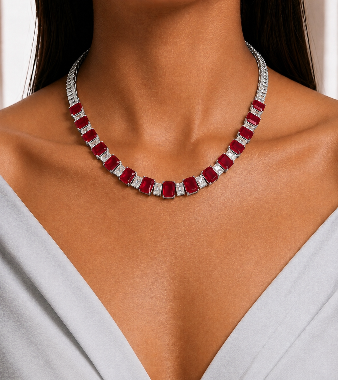 Elegant Ruby Red Necklace