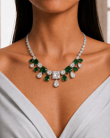 Emerald Cascade Necklace Set