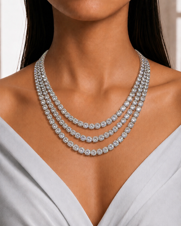 Triple Layer Tennis Diamond Necklace