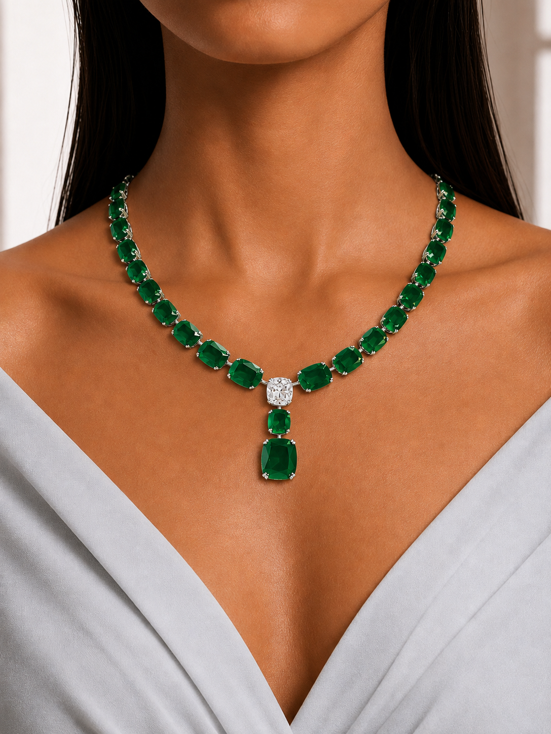 Emerald Solitaire Drop Necklace
