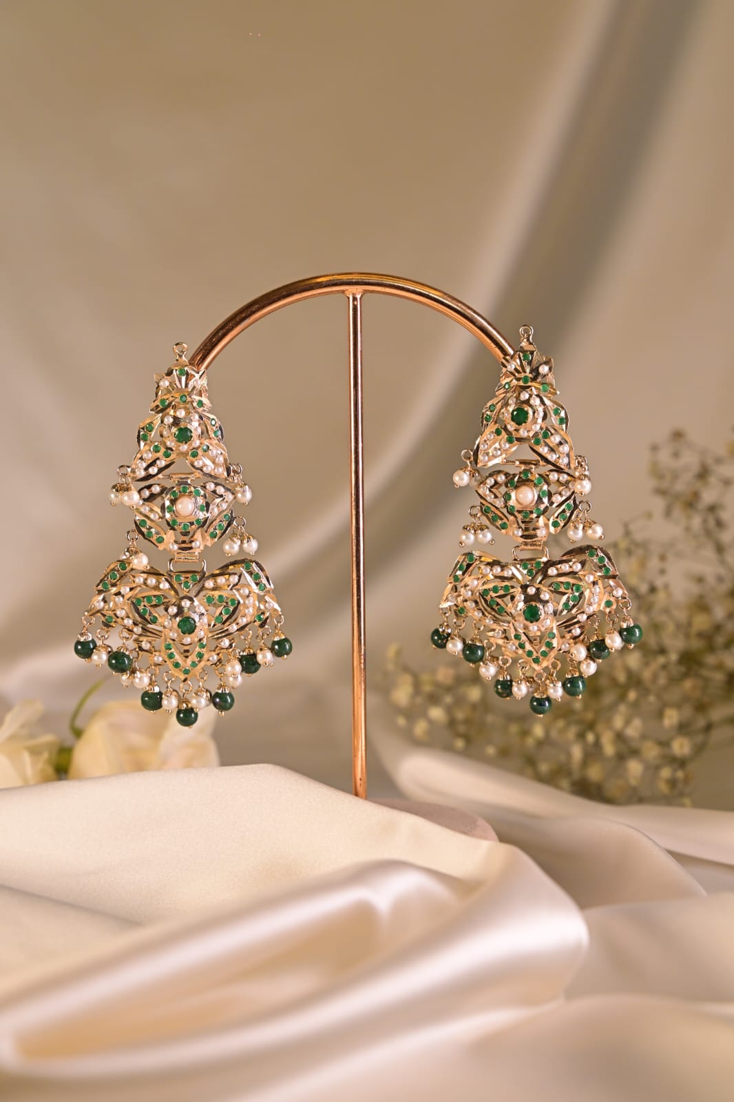 Green Jadau Tassel Earring