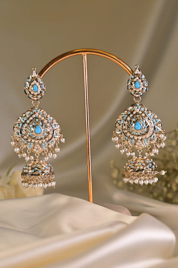 Firoza Jadau Pearl Jhumka Earring