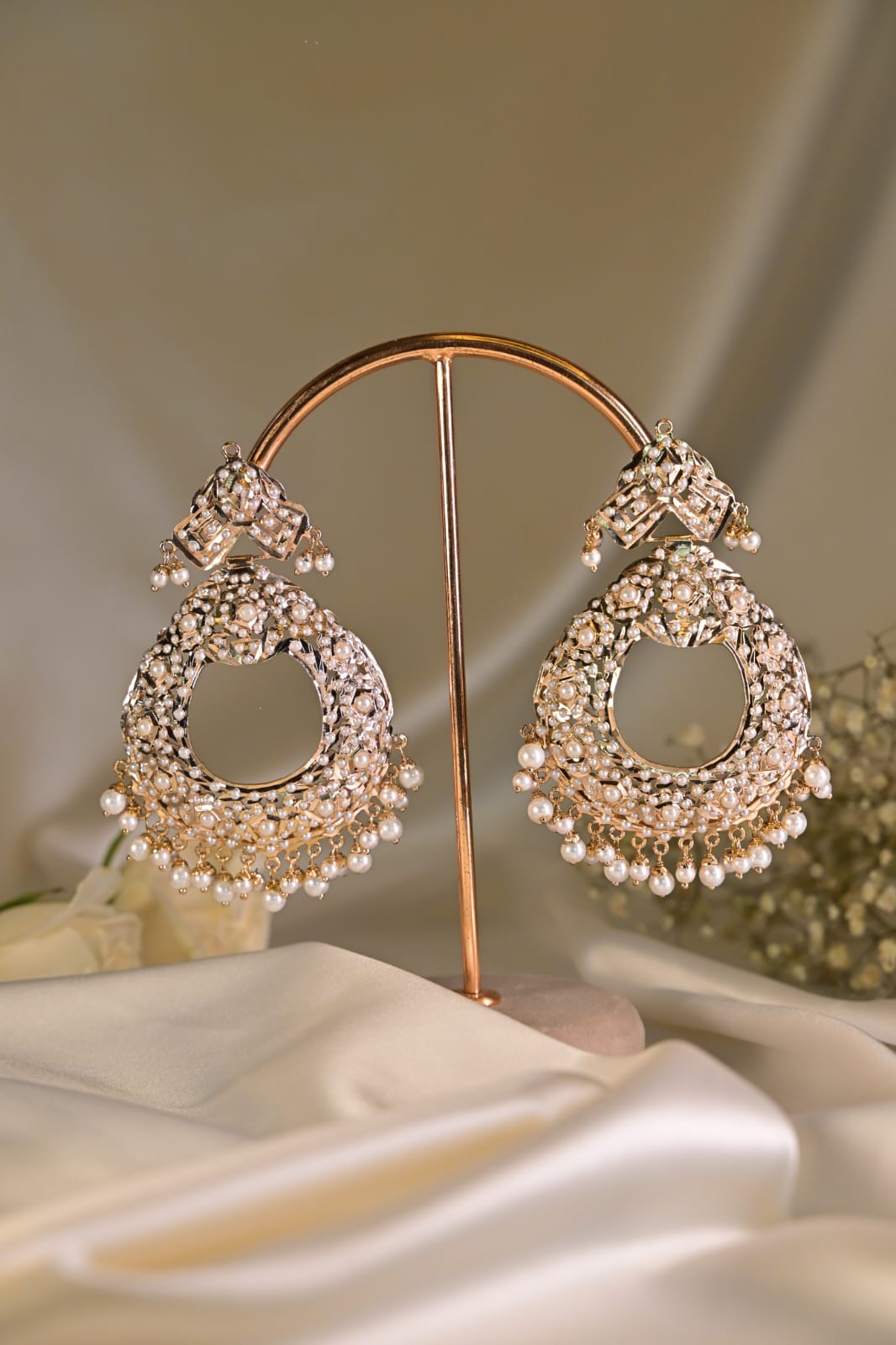 White Pearl Hoop Jadau Earring