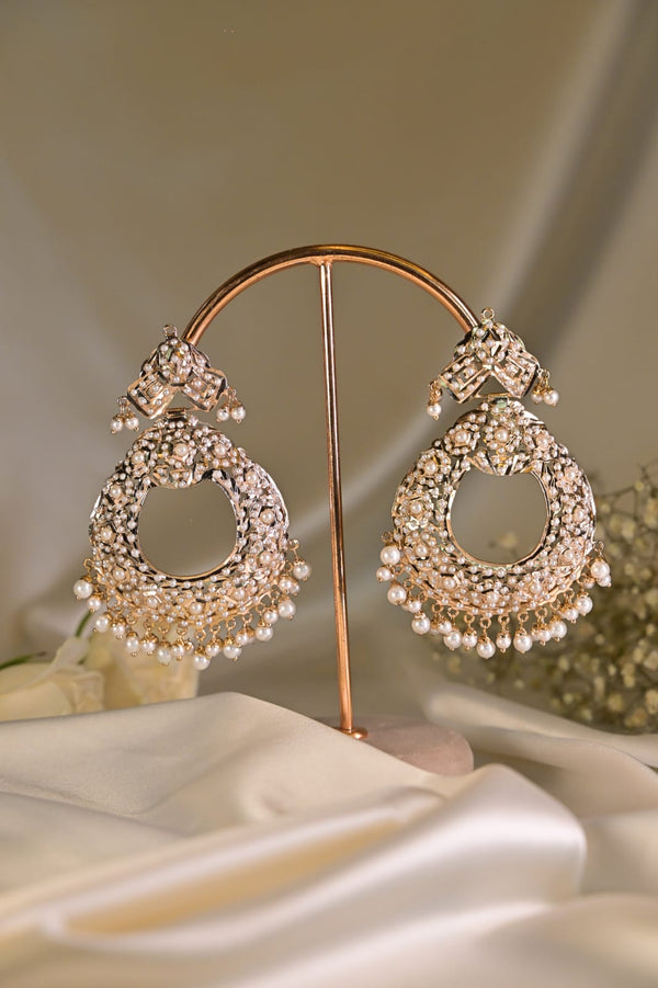 White Pearl Hoop Jadau Earring