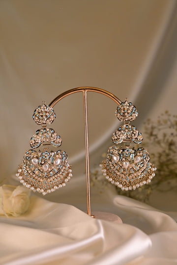 Pearl-Studded Firoza Jadau Earrings