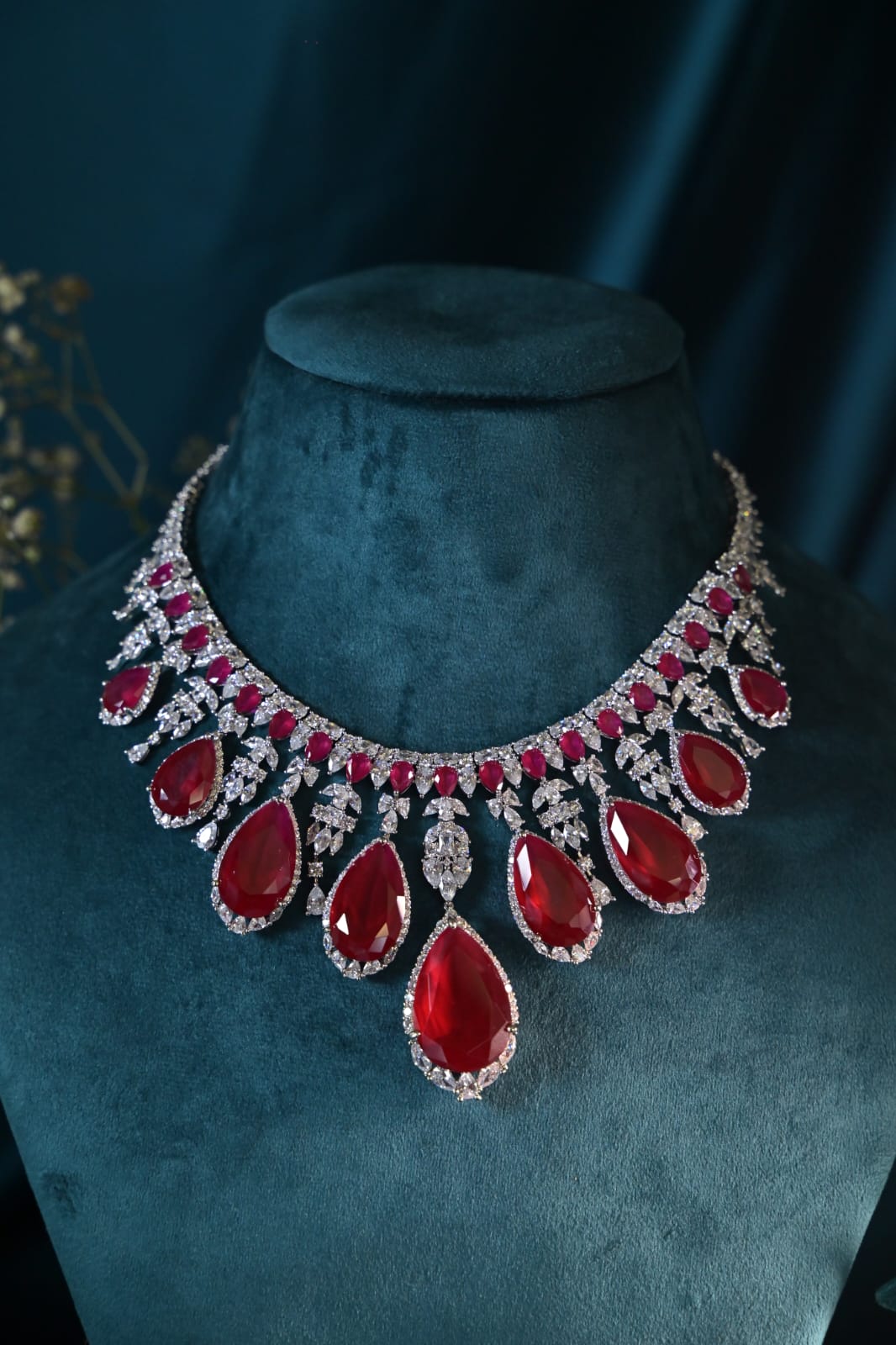 Regal Ruby Crystal Necklace Set